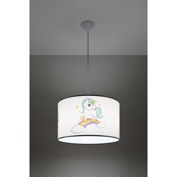 Lámpara colgante infantil UNICORN 1xE27/15W/230V diá. 40 cm unicornio