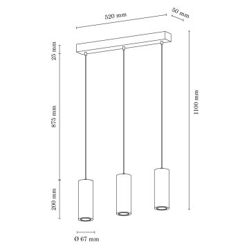 Lámpara LED colgante PIPE 3xGU10/5W/230V roble mate - Certificado FSC