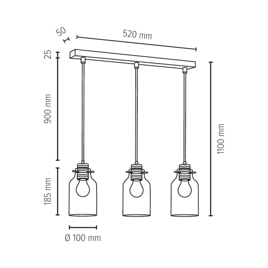 Lámpara colgante ALESSANDRO 3xE27/60W/230V - Certificado FSC