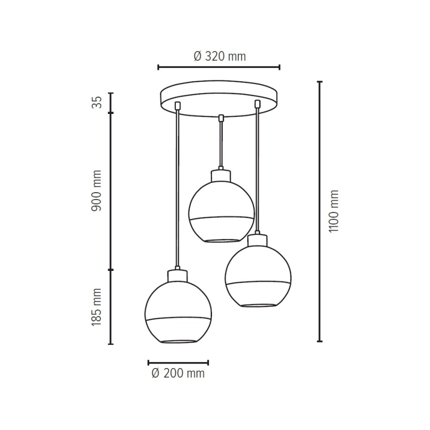 Lámpara colgante FRESH 3xE27/60W/230V - Certificado FSC