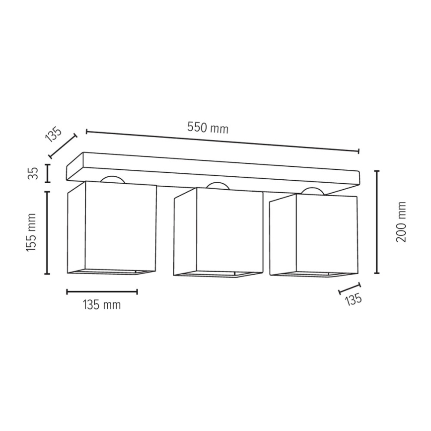 Plafón INGER 3xE27/25W/230V - certificado FSC