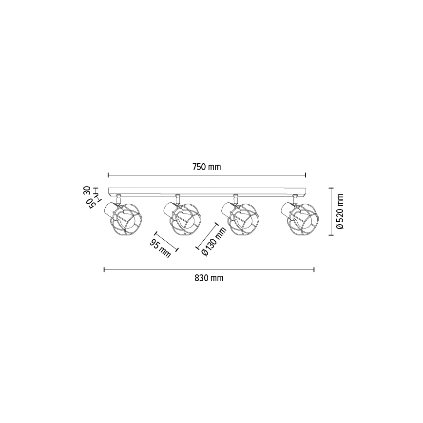 Foco de techo PHIPHI 4xE27/60W/230V roble - Certificado FSC