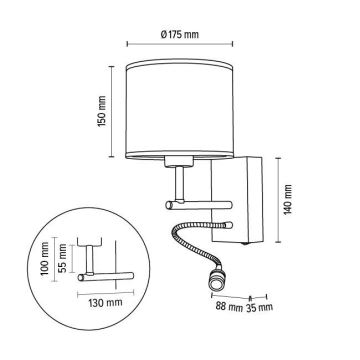 Lámpara flexible BOHO 1xE27/25W + LED/1W/230V roble - certificado FSC