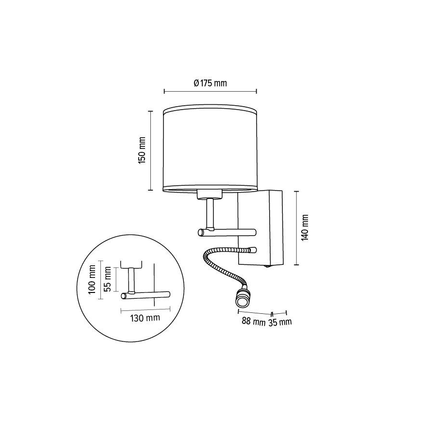 Lámpara flexible BOHO 1xE27/25W + LED/1W/230V roble - certificado FSC