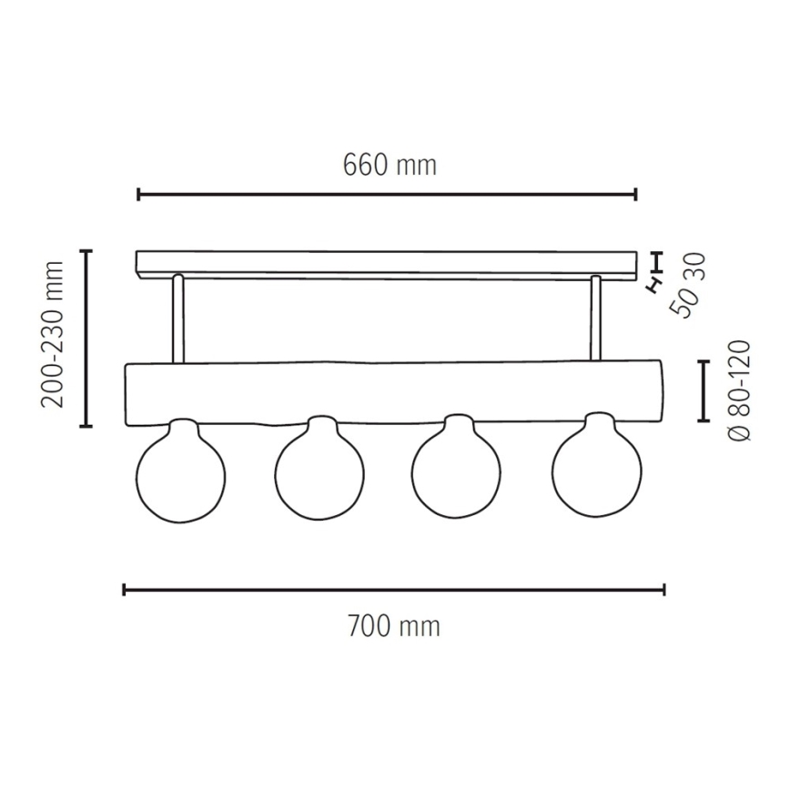 Lámpara colgante TRABO 4xE27/60W/230V - certificado FSC