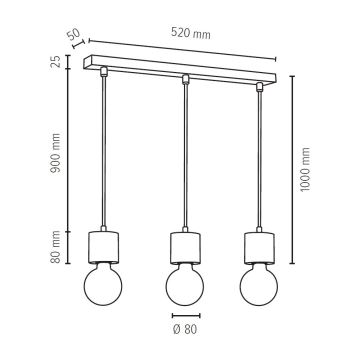 Lámpara colgante PINO 3xE27/60W/230V – Certificado FSC