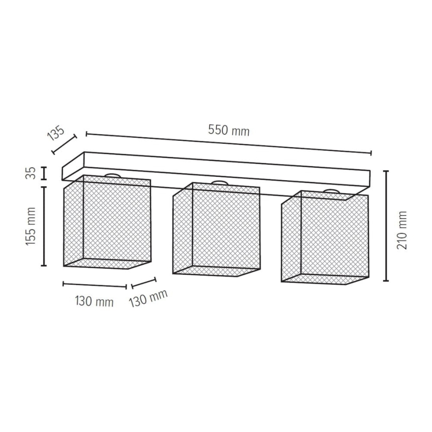 Plafón NORMAN WOOD 3xE27/25W/230V - Certificado FSC