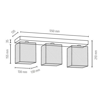 Plafón NORMAN WOOD 3xE27/25W/230V roble mate - certificado FSC