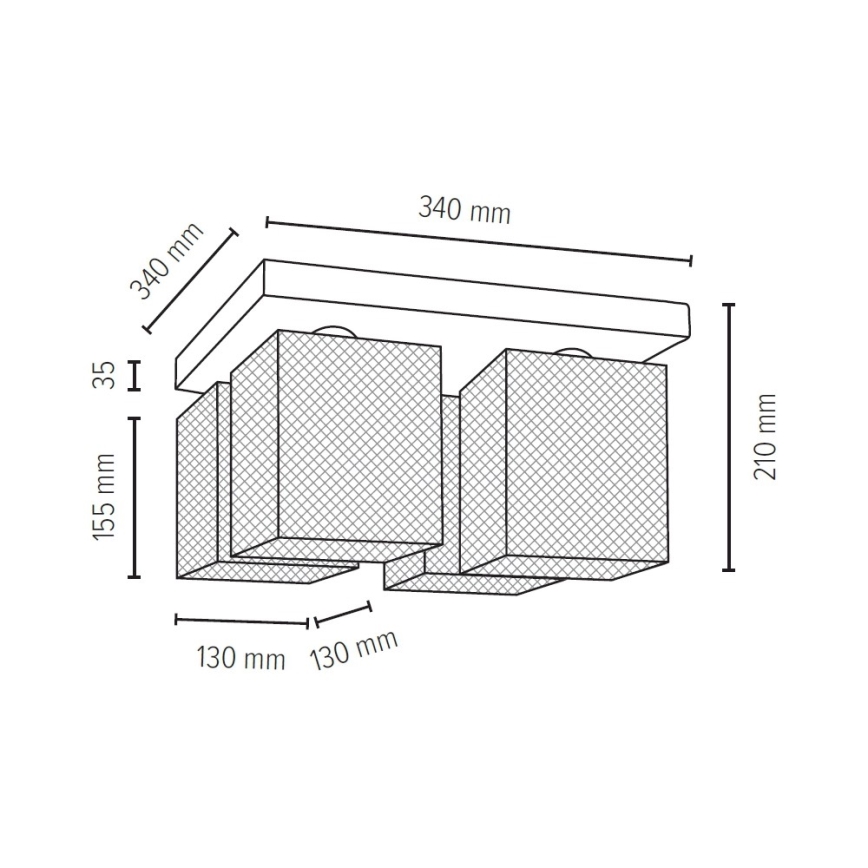 Plafón NORMAN WOOD 4xE27/25W/230V roble mate - Certificado FSC