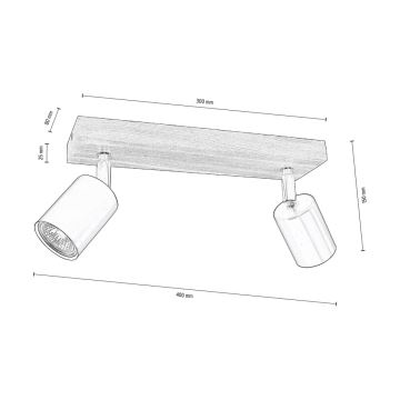 Foco de techo MANARA  2xGU10/5W/230V nuez - certificado FSC