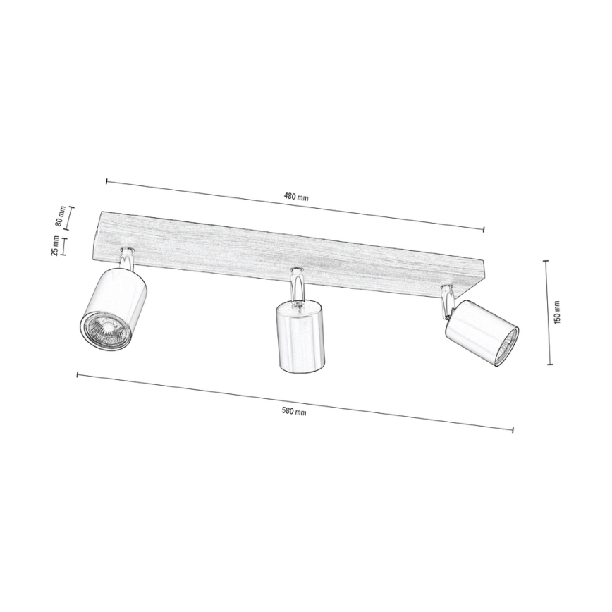 Foco de techo MANARA  3xGU10/5W/230V pino - Certificado FSC