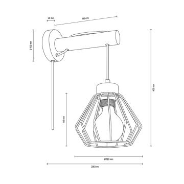 Aplique MUG 1xE27/15W/230V nuez - Certificado FSC