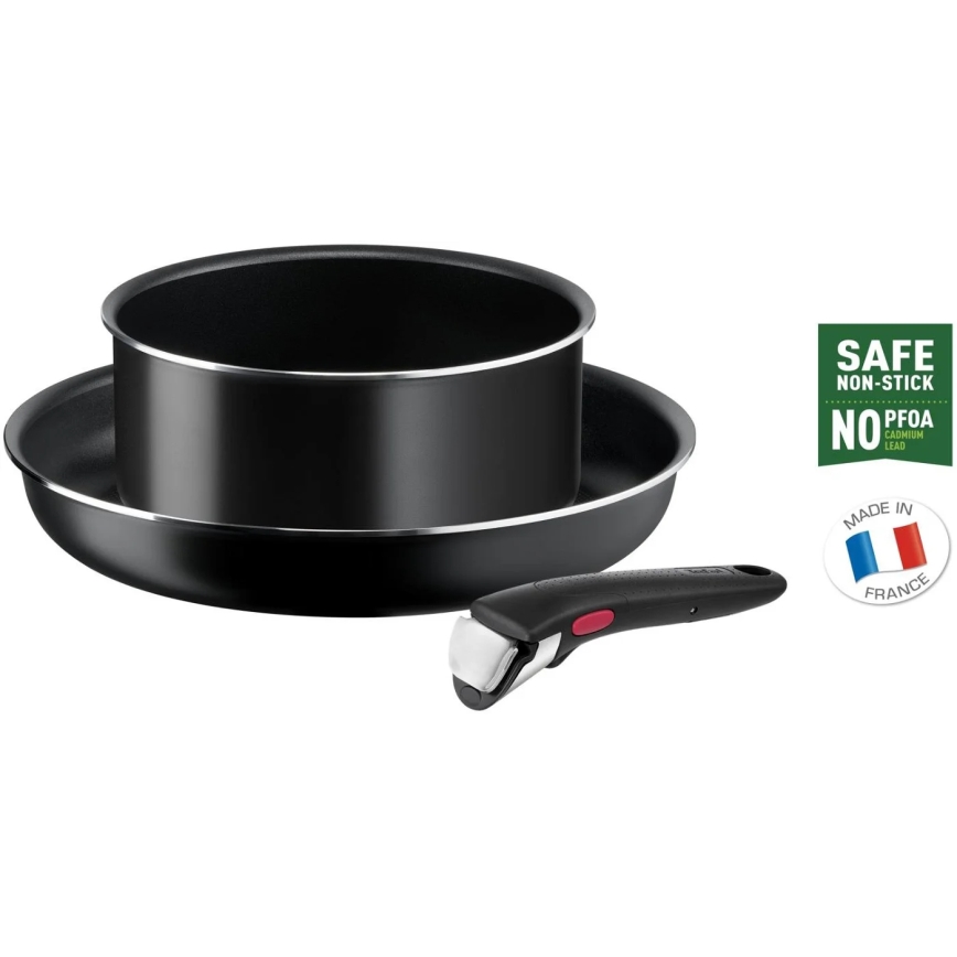 Tefal - Juego de vajilla 3 pz INGENIO EASY COOK & CLEAN BLACK