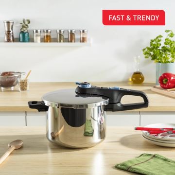 Tefal - Olla a presión 6 l SECURE TRENDY acero inoxidable