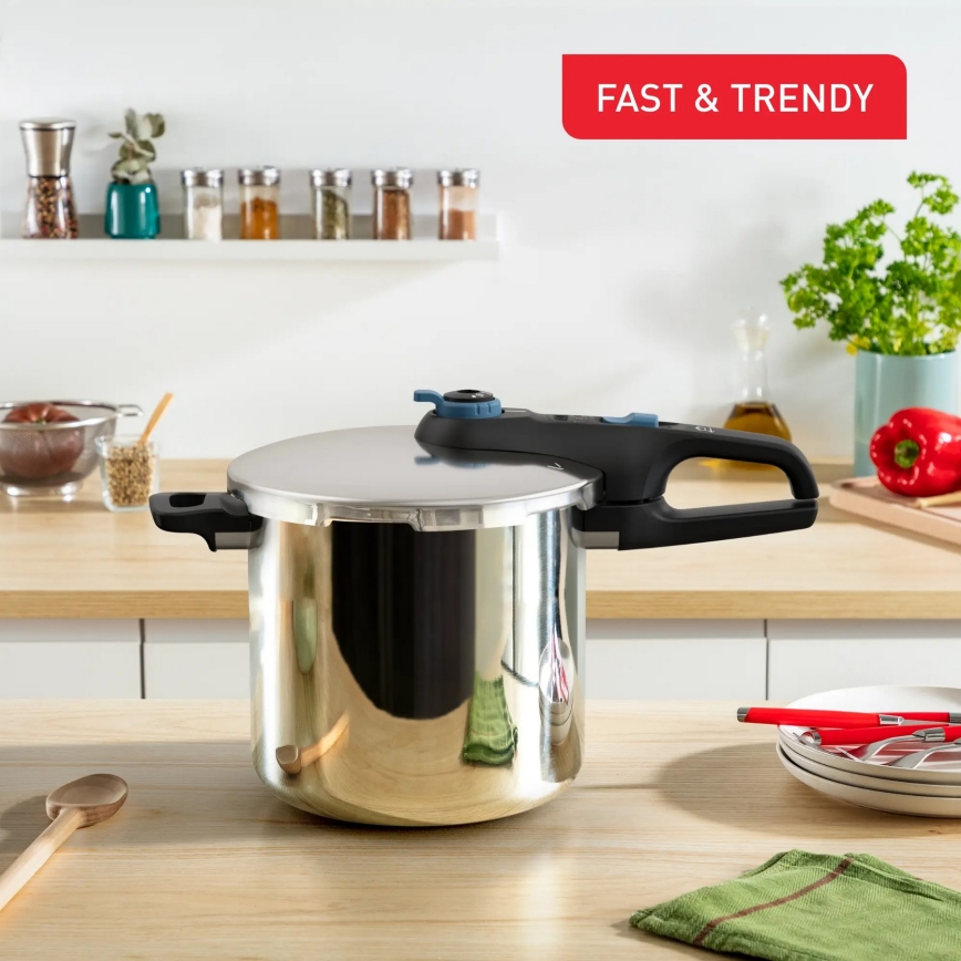 Tefal - Olla a presión 8 l SECURE TRENDY acero inoxidable