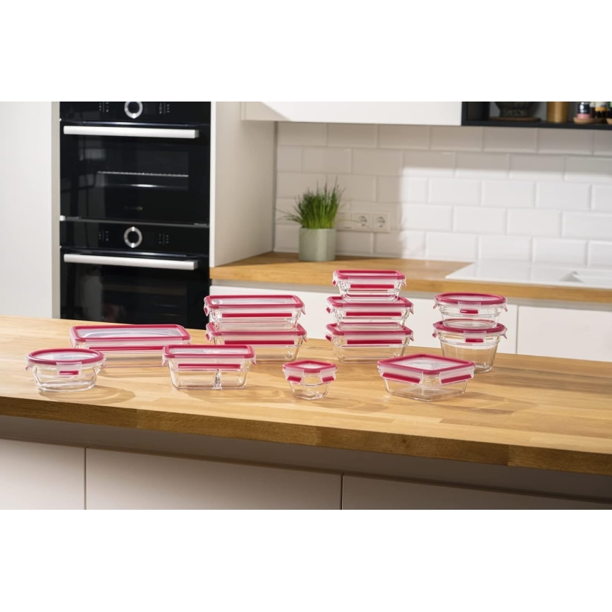 Tefal - Recipiente de comida 0,8 l MSEAL GLASS rojo/tarros