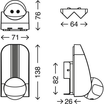 Telefunken 306505TF - Sensor de movimiento para exterior 180° IP44 negro