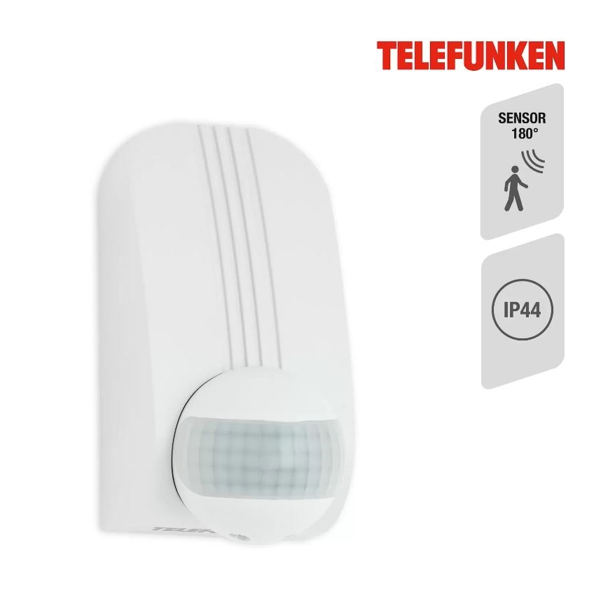 Telefunken 306506TF - Sensor de movimiento para exterior 180° IP44 blanco