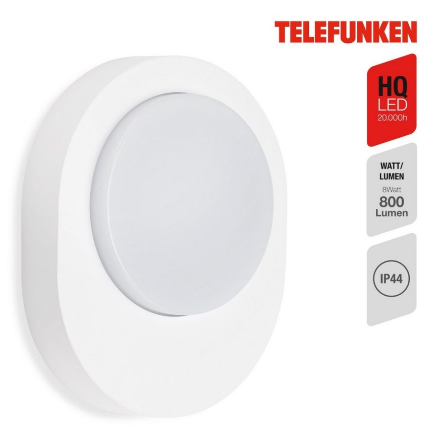 Telefunken 312006TF - Aplique LED para exterior LED/8W/230V IP44 blanco