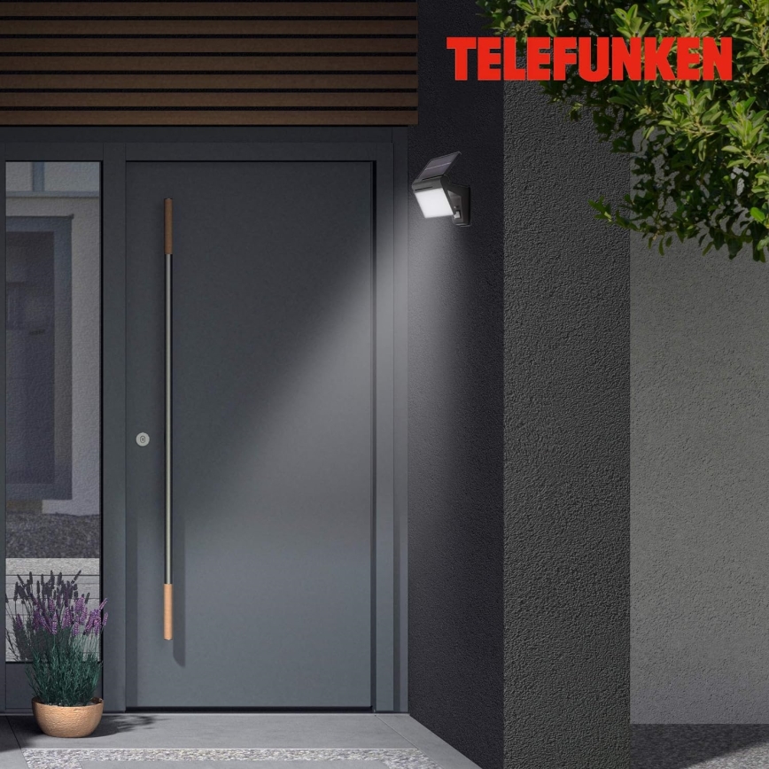 Telefunken 315205TF - Aplique LED solar con sensor LED/3W/3,7V IP44