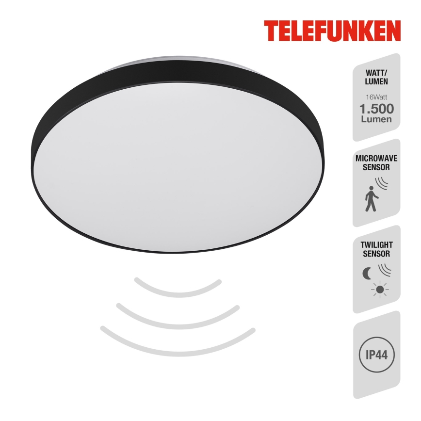 Telefunken 318405TF - Plafón LED de baño con sensor LED/16W/230V IP44 diá. 29 cm