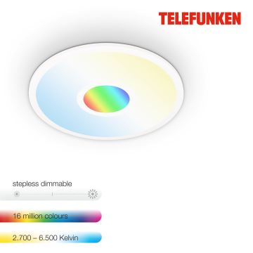 Telefunken 319306TF - LED RGBW Lámpara regulable LED/22W/230V 2700-6500K + control remoto