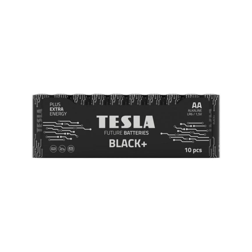 Tesla Batteries - 10 pz Batería alcalina AA BLACK+ 1,5V 2800 mAh