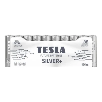 Tesla Batteries - 10 pz Batería alcalina AA SILVER+ 1,5V 2900 mAh