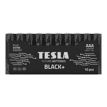 Tesla Batteries - 10 pz Batería alcalina AAA BLACK+ 1,5V 1200 mAh