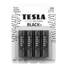Tesla Batteries - 4 pz Batería alcalina AA BLACK+ 1,5V 2800 mAh