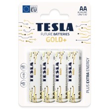 Tesla Batteries - 4 pz Batería alcalina AA GOLD+ 1,5V 3200 mAh