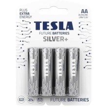 Tesla Batteries - 4 pz Batería alcalina AA SILVER+ 1,5V 2900 mAh