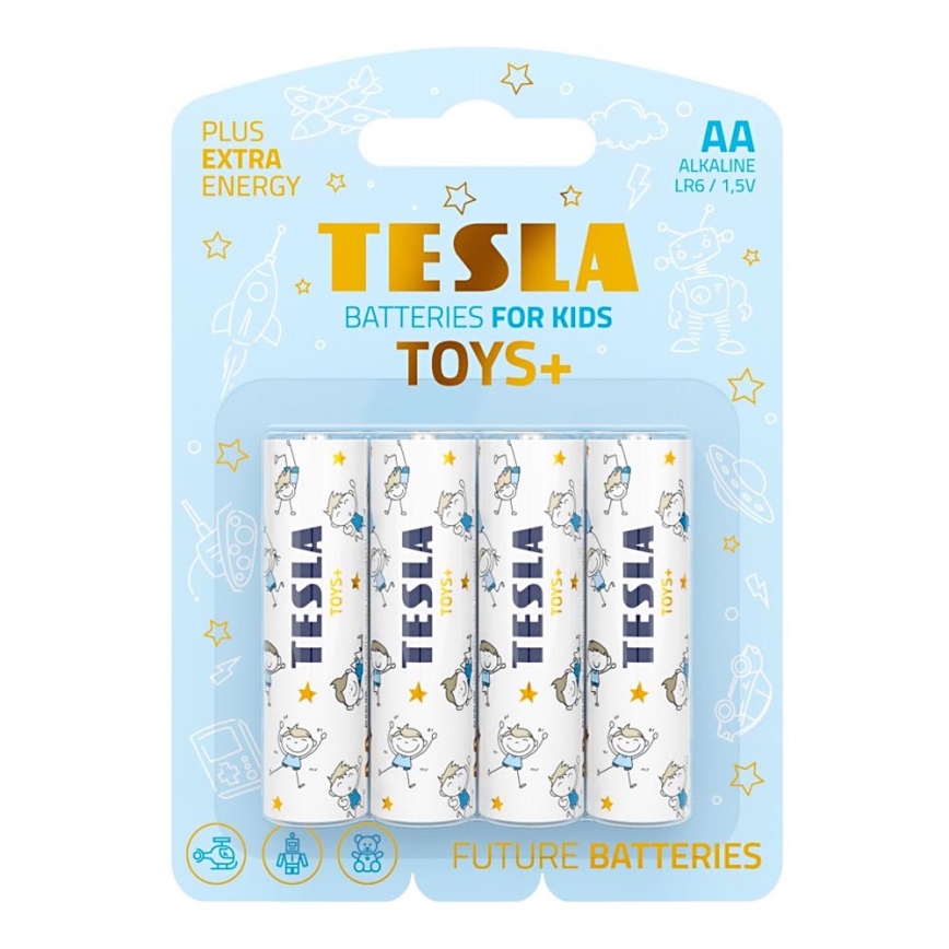 Tesla Batteries - 4 pz Batería alcalina AA TOYS+ 1,5V 2900 mAh