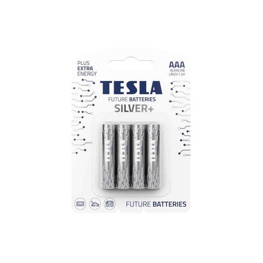 Tesla Batteries - 4 pz Batería alcalina AAA SILVER+ 1,5V 1300 mAh