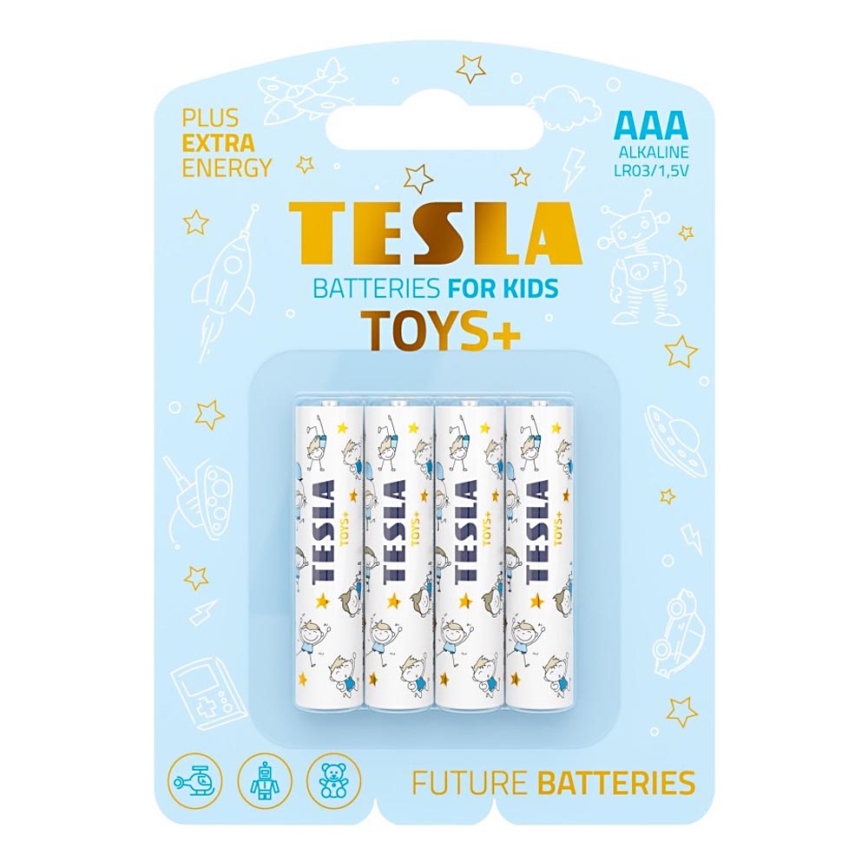 Tesla Batteries - 4 pz Batería alcalina AAA TOYS+ 1,5V 1300 mAh