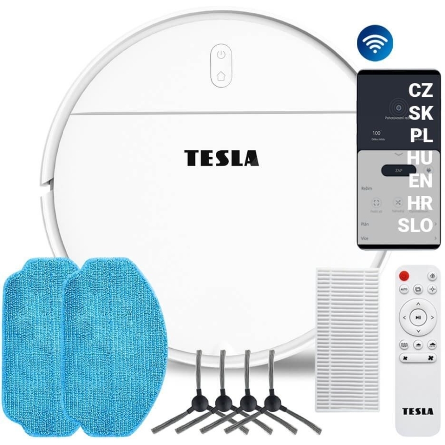TESLA Electronics RoboStar - Robot aspirador inteligente 2en1 2500 mAh Wi-Fi Tuya blanco + control remoto