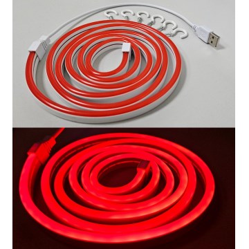 Tira flexible LED NEON LED/5V USB 1,8 m rojo