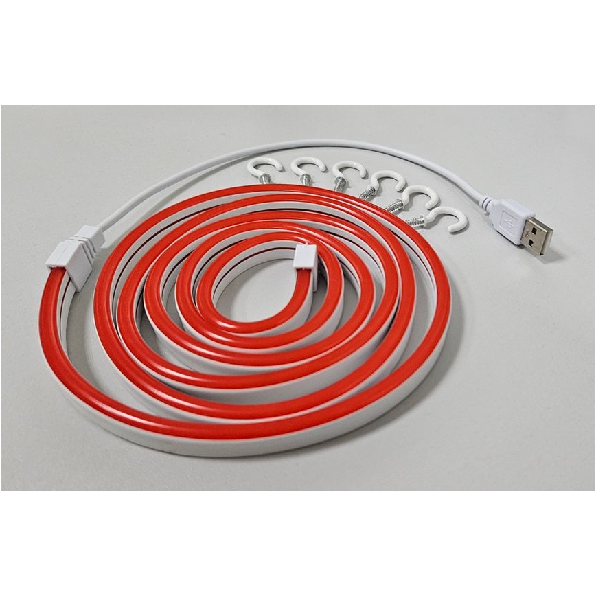 Tira flexible LED NEON LED/5V USB 1,8 m rojo