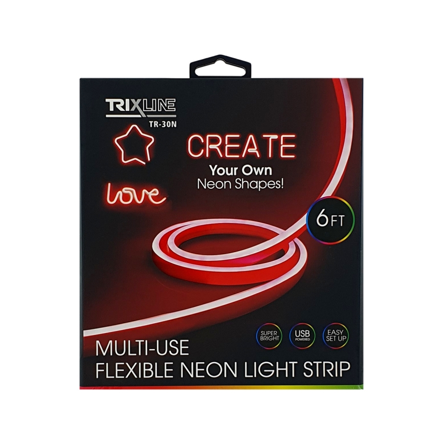 Tira flexible LED NEON LED/5V USB 1,8 m rojo