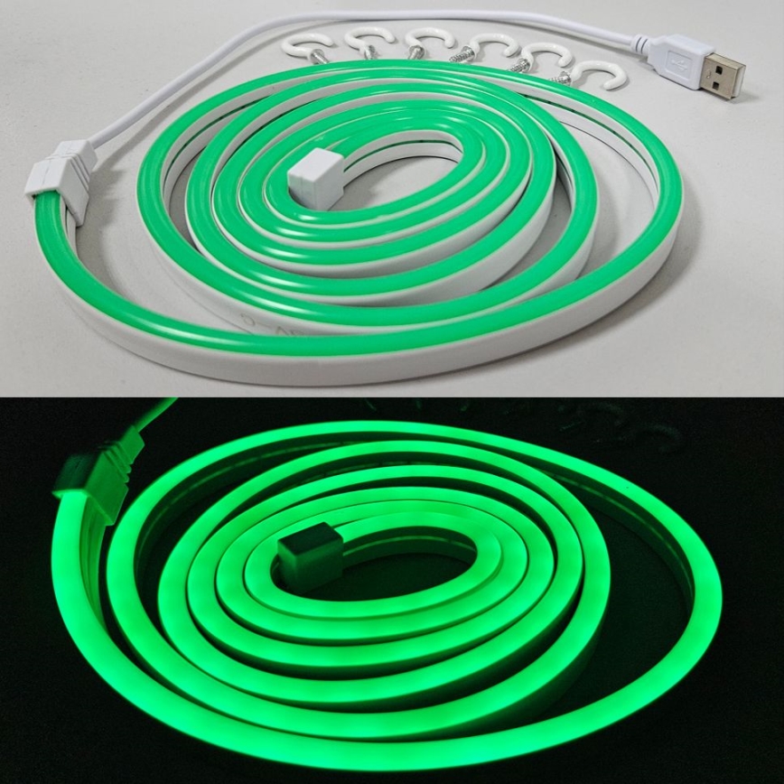 Tira flexible LED NEON LED/5V USB 1,8 m verde