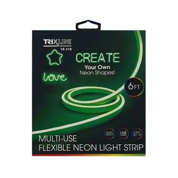 Tira flexible LED NEON LED/5V USB 1,8 m verde