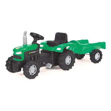 Trator de pedal com carrinho preto/verde