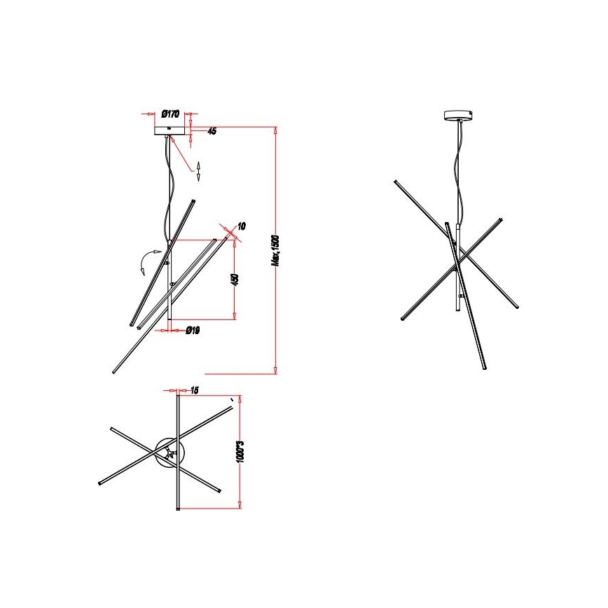 Trio - Lámpara de araña LED regulable TIRIAC 3xLED/8,5W/230V