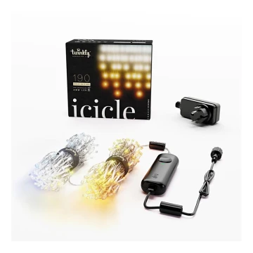 Twinkly - LED Regulable exterior Cortina de Navidad ICICLE 190xLED 11,5m IP44 Wi-Fi