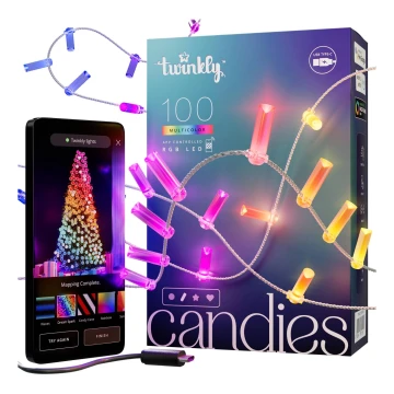 Twinkly - LED RGB Regulable Cinta de Navidad CANDIES 100xLED 8 m USB Wi-Fi