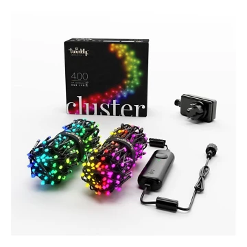 Twinkly - LED RGB Regulable exterior Cinta de Navidad CLUSTER 400xLED 9,5m IP44 Wi-Fi