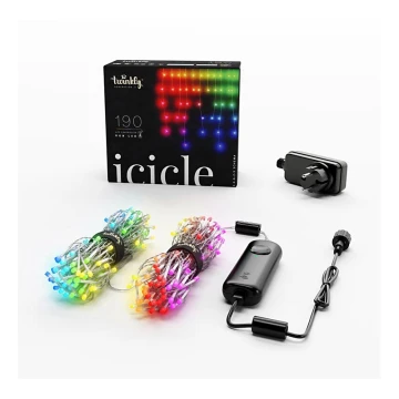 Twinkly - LED RGB Regulable exterior Cortina de Navidad ICICLE 190xLED 11,5m IP44 Wi-Fi