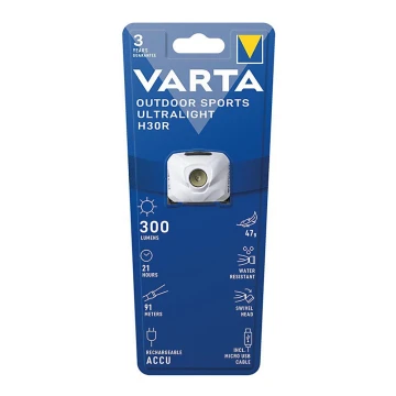 Varta 18631101401 - Linterna frontal recargable y regulable LED OUTDOOR SPORTS LED/5V IPX4	blanco