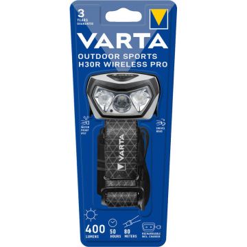 Varta 18650101401 - Linterna frontal recargable y regulable LED OUTDOOR SPORTS LED/5V 1800mAh IPX7