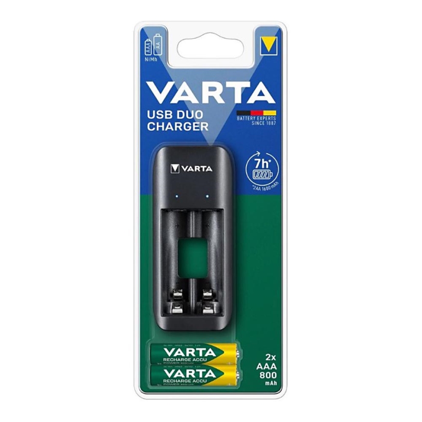 Varta 57651201421 - Cargador de baterías 2xAA/AAA 800mAh 5V